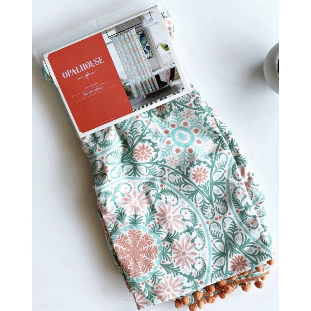 *OPALHOUSE* Medallion Pom Fringe Shower Curtain